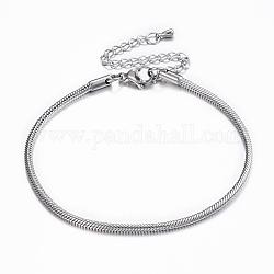 304 Stainless Steel Snake Chain Bracelets, Stainless Steel Color, 7-7/8 inch(200mm), 2.5mm