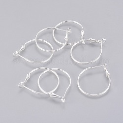 Brass Hoop Earrings, Silver Color Plated, about 25mm in diameter, 1.2mm thick
