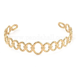 304 bracelet manchette ovale creux en acier inoxydable pour femme, or, diamètre intérieur: 2-5/8 pouce (6.7 cm)