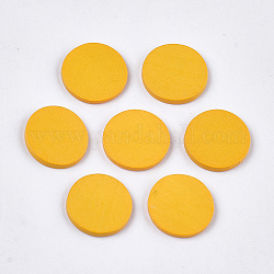 Painted Wood Cabochons, Flat Round, Gold, 20x2mm