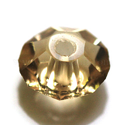 Perles d'imitation cristal autrichien, grade AAA, facette, plat rond, or, 8x4mm, Trou: 0.9~1mm