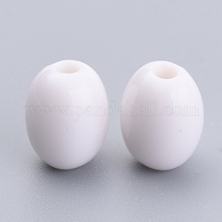 Perles acryliques opaques, ovale, blanc, 9x7mm, trou: 2 mm, environ 1990 pcs / 500 g