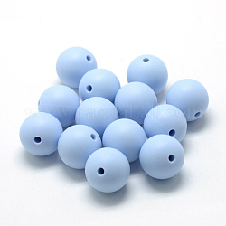 Пищевые экологически чистые силиконовые фокусные шарики, круглые, светло-стальной синий, 18~20 мм, отверстие : 2 мм