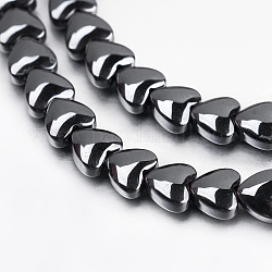 Non-magnetic Synthetic Hematite Beads Strands, Heart, 4x4.5x2.5mm, Hole: 0.5mm, about 107pcs/strand, 15.7 inch(40cm)