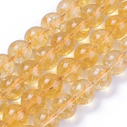 Chapelets de perles de citrine naturelle, ronde, teints et chauffée, 12mm, Trou: 1mm, Environ 33 pcs/chapelet, 15.5 pouce