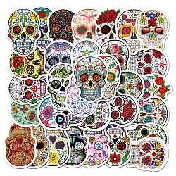 Halloween Theme Luminous Body Art Tattoos Stickers, Removable Temporary Tattoos Paper Stickers, Skull, Mixed Color, 30~60mm, 50pcs/set