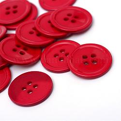 Пластиковые кнопки 4-отверстие, плоско-круглые, огнеупорный кирпич, 22x2 мм, отверстие : 2 мм