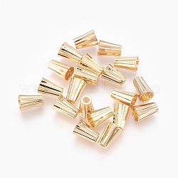 Conos de cuentas de latón, sin níquel, real 18k chapado en oro, 7x5mm, agujero: 1.5 mm, diámetro interior: 4 mm