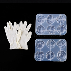 DIY Silicone Molds, Resin Casting Molds, For UV Resin, Epoxy Resin Jewelry Making, with Disposable Rubber Gloves, Constellation, White, 183x128x20mm, Inner Diameter: 47~58x46~57mm, 2pcs/set
