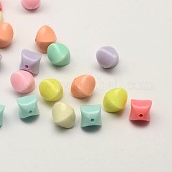 Perles acryliques opaques, carrée, couleur mixte, 11.5x10x10mm, Trou: 2mm, environ 1429 pcs/500 g