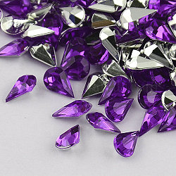 Garment Accessories Pointed Back Taiwan Acrylic Rhinestone Cabochons, Faceted Teardrop, Dark Orchid, 10x6x4mm