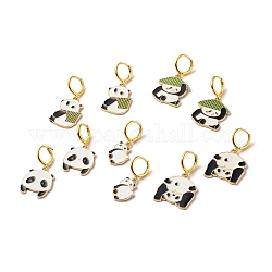 Boucles d'oreilles créoles en alliage d'émail panda pour femmes, or clair, couleur mixte, 36~42mm, pin: 1 mm
