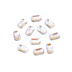 Cabochons de strass en verre, accessoires nail art de décoration, facette, rectangle octogone, lilas, 5x3x1.5mm