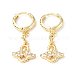 Boucles d'oreilles pendantes ange en zircone cubique transparente, bijoux en laiton de placage de rack pour les femmes, or, 31mm, pin: 1 mm