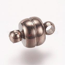 Messing-Magnetverschlüsse mit Schlaufen, Oval, Cadmiumfrei und Nickel frei und Bleifrei, Metallgrau, 11x7 mm, Bohrung: 1.5 mm