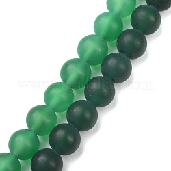 Verdes naturales ágata ónix hebras de abalorios, esmerilado, teñido, redondo, 8mm, agujero: 1 mm, aproximamente 48 pcs / cadena