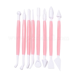 8Pcs Plastic Double Heads Modeling Clay Sculpting Tools Set, for Children DIY Pottery Clay Craft Supplies, Pink, 14.4~15.6x0.8~1.6cm, 8pcs/set