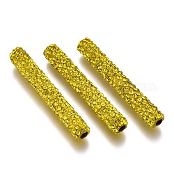 Tubo cuentas rhinestone arcilla polimérica, con fornituras de latón, citrino, 35~35.5x5~5.5mm, agujero: 2.5 mm