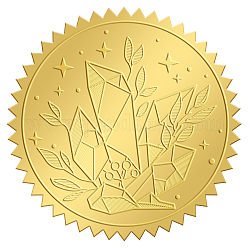 Self Adhesive Gold Foil Embossed Stickers, Medal Decoration Sticker, Quartz Cluster Pattern, 5x5cm