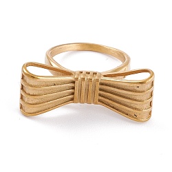 Placcatura ionica (ip) 304 anelli per le dita in acciaio inossidabile, forma di bowknot, oro, formato 7, 2~3.6mm, diametro interno: 17.3mm