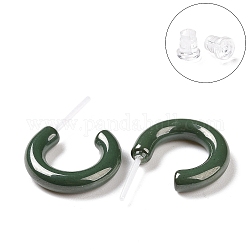 Boucles d'oreilles en céramique de zircone biocéramique hypoallergénique, boucles d'oreilles demi-créoles, pas de décoloration et sans nickel, vert foncé, 15x3.5x13.5mm