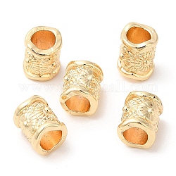 Rack Plating Brass Beads, Long-Lasting Plated, Cadmium Free & Lead Free, Colunmn, Real 14K Gold Plated, 8x6mm, Hole: 4mm