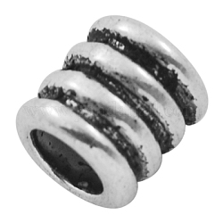 Tibetan Style Alloy Beads, Grooved Beads, Column, Antique Silver, Lead Free & Cadmium Free & Nickel Free, 9.5x9mm, Hole: 6mm