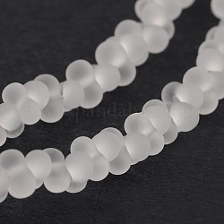 Frosted Bone Glass Bead Strands, WhiteSmoke, 4x2mm, Hole: 0.8mm, about 260pcs/strand, 16.53~16.92 inch(42~43cm)