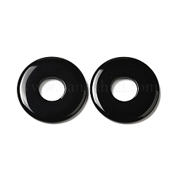 Anhänger aus natürlichem schwarzem Onyx (gefärbt und erhitzt), Donut/Pi-Scheibenanhänger, 22.5x3 mm, Bohrung: 8.5 mm