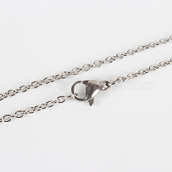 304 цепочка из нержавеющей стали для изготовления ожерелья, с карабин-лобстерами , цвет нержавеющей стали, 29.5 дюйм (74.9 см), 1.9x0.5 мм