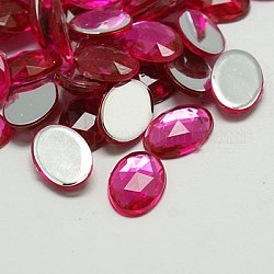 Imitation Taiwan Acrylic Rhinestone Cabochons, Faceted, Flat Back Oval, Camellia, 25x18x6mm, about 200pcs/bag