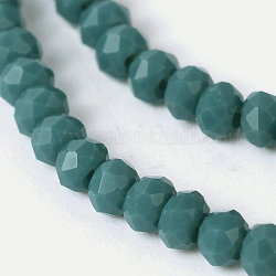 Verre imitation jade facettes rondelles perles brins, dark cyan, 3x2mm, Trou: 1mm, Environ 198 pcs/chapelet, 15.7 pouce