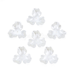 3-pétalo tapas de cuentas de perlas de imitación de plástico abs, flor, blanco cremoso, 26x27.5~28.5x9mm, agujero: 1.5 mm
