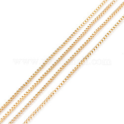 (vendita difettosa di chiusura: ossidazione) fabbricazione di collana a catena veneziana in ottone con placca regolabile, placcato di lunga durata, con fermagli aragosta artiglio e perle rotonde, oro, 44.9x0.08cm