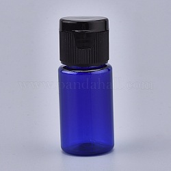 ペットのプラスチック製の空のフリップキャップボトル  黒のppプラスチック蓋付き  旅行用液体化粧品サンプル保管用  ブルー  2.3x5.65cm 容量：10ml（0.34液量オンス）。