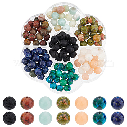 Nbeads 7 set di perline di pietre preziose miste naturali di stili, tondo, 8mm, Foro: 1 mm, 124pcs/scatola