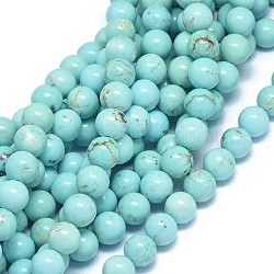 Chapelets de perles en howlite naturelle, teints et chauffée, ronde, 10~11mm, Trou: 1mm, Environ 38 pcs/chapelet, 15.5~16.1 pouce (39.5~41 cm)