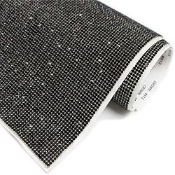 Hojas de pegamento de cristal de diamante artificial autoadhesivas, Para recortar bolsas de tela y zapatos, negro, 40x24 cm, rhinestone: 2.3~2.4 mm, aproximadamente 15400 cuentas / pc
