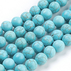 Synthetic Turquoise Beads Strands, Round, Turquoise, 10mm, Hole: 1.5mm, about about 40pcs/strand