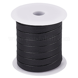 Benecreat 22.5 yarda de cuerdas planas de cuero pu, para accesorios de ropa, con 1 carrete vacío de plástico, negro, 10x0.8mm