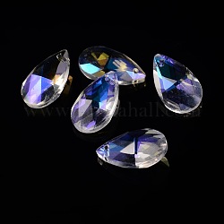 Faceted Teardrop Glass Pendants, AB Color, Colorful, 16x9x6mm, Hole: 1mm