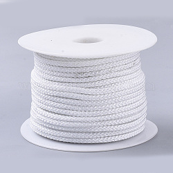 Cordones trenzados de poliéster, con cuerda metálica, blanco, 4x3mm, alrededor de 32.8 yarda (30 m) / rollo