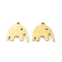 Ion Plating(IP) 316L Surgical Stainless Steel Charms, Elephant Charm, Real 18K Gold Plated, 12x13x1mm, Hole: 1.2mm