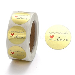 DIY Sammelalbum, dekorative Klebebänder, flache Runde mit dem Wort, das mit Liebe handgemacht ist, golden, 25 mm, über 500pcs / roll