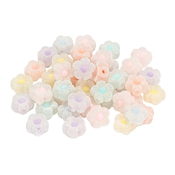 30 Stück flockige Acrylperlen, Perle in Perlen, Blume, Mischfarbe, 12x13x6 mm, Bohrung: 2.8 mm