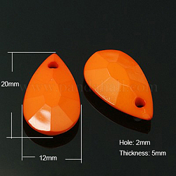 Pendentifs acryliques opaques, facette, larme, orange, 20x12x5mm, Trou: 2mm, environ 850 pcs/500 g