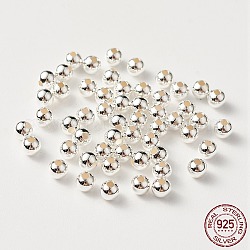 925 шарики стерлингового серебра, круглые, серебряные, 3x2.5 мм, отверстие : 1 мм