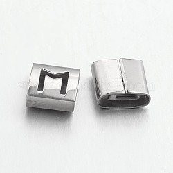 Стиль письма 201 нержавеющая сталь квадратные слайды, letter.m, 9x8x4 мм, отверстие : 8x3 мм