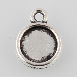 Supports de pendentif de cabochon rond plat d'argent antique de style tibétain, sans cadmium et sans plomb, Plateau: 10 mm, 16x13x2mm, Trou: 1.5mm, environ 1250 pcs/1000 g