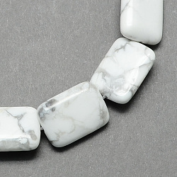 天然石ハウライトビーズ連売り  長方形  ホワイト  18x13x6mm  穴：1mm  約22個/連  15.7インチ